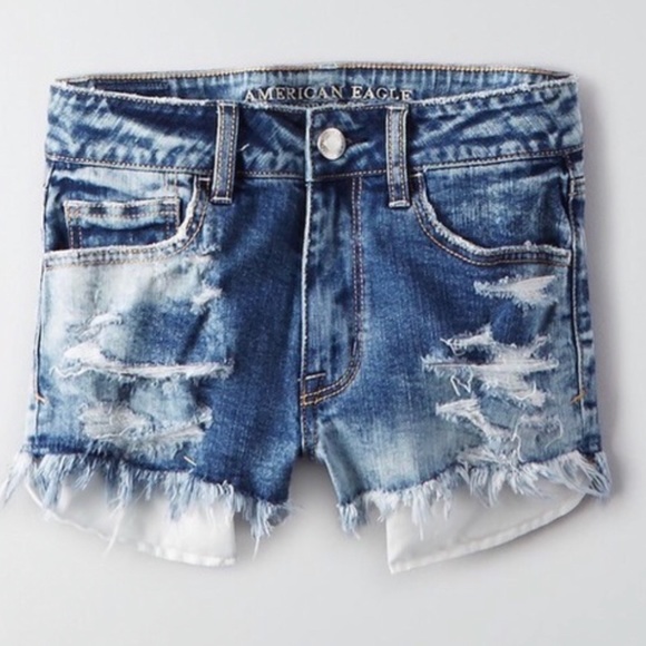 American Eagle Outfitters Pants - AEO Distressed Bleached Jean Hi-Rise Shorties